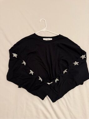 LF NWT Black Star-Embellished Long Sleeve Top